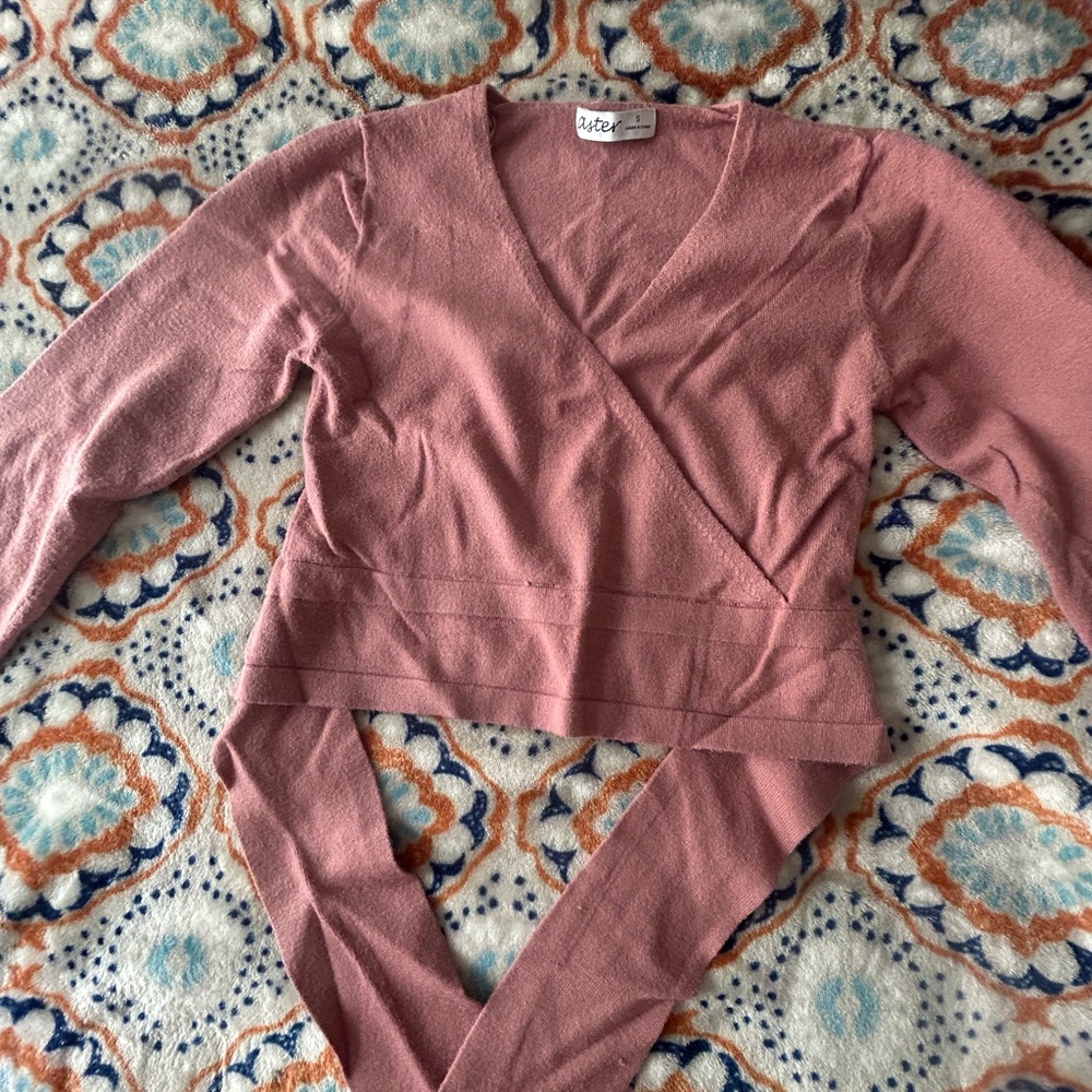 Pink Wrap Sweater Top